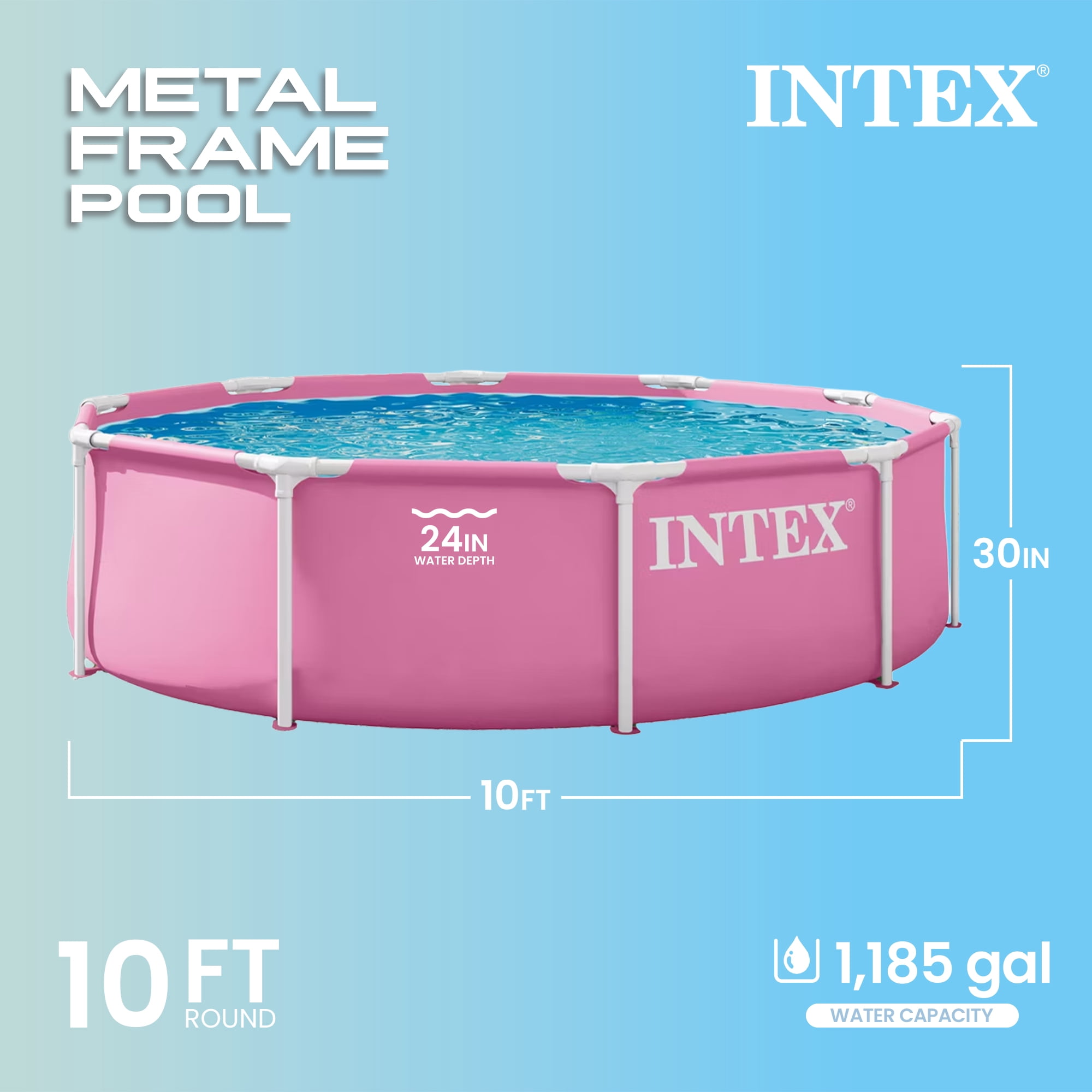 Intex 28295EP 10' x 30" Metal Frame Round Above Ground Swimming Pool - Pool Only