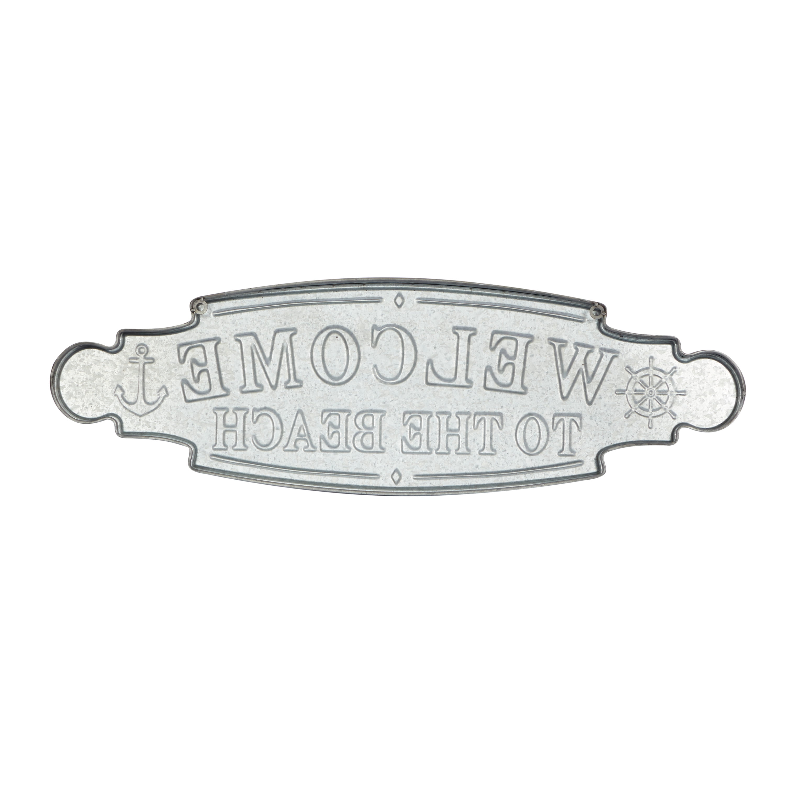 DecMode Blue Metal Welcome to the Beach Sign Wall Decor