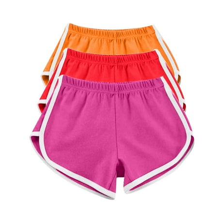 3pcWomen Casual Summer Sports Shorts Workout Yoga Shorts Active Shorts Workout Gym Athletic Casual Pants (Hot Pink 3XL)