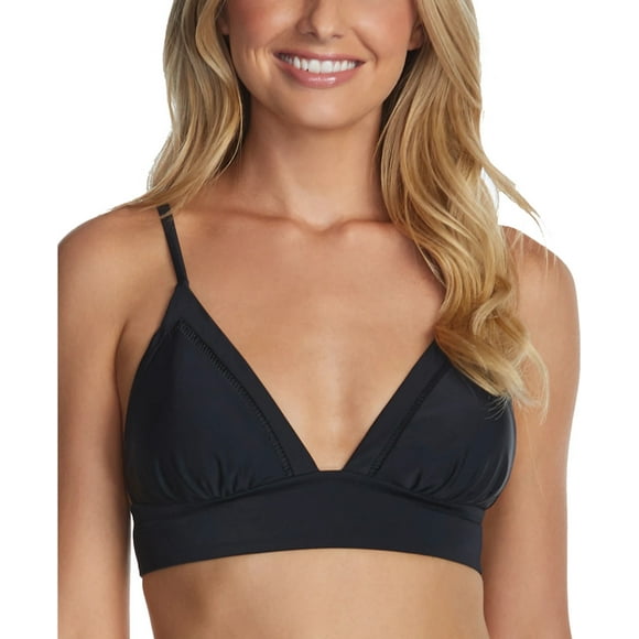 Raisins Juniors' Seychelles Solids Anya Bikini Top Women's Swimsuit, Black, Small
