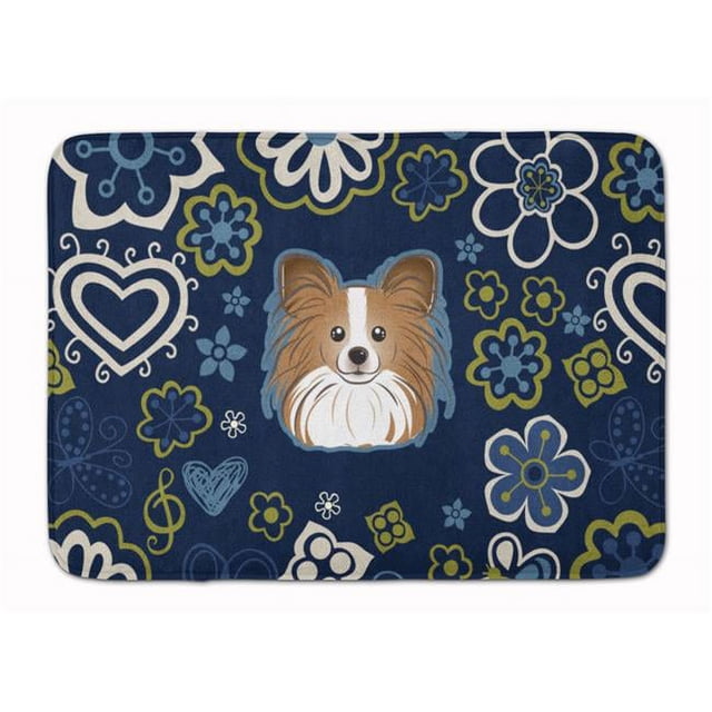 Carolines Treasures BB5099RUG Blue Flowers Papillon Machine Washable Memory Foam Mat