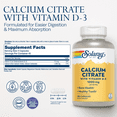 thumbnail image 2 of Solaray Calcium Citrate with Vitamin D3 1000mg - Bone Strength and Healthy Teeth Support - Gentle Digestion Formula - Lab Verified, 60-Day Guarantee - 30 Servings, 180 Capsules, 2 of 6