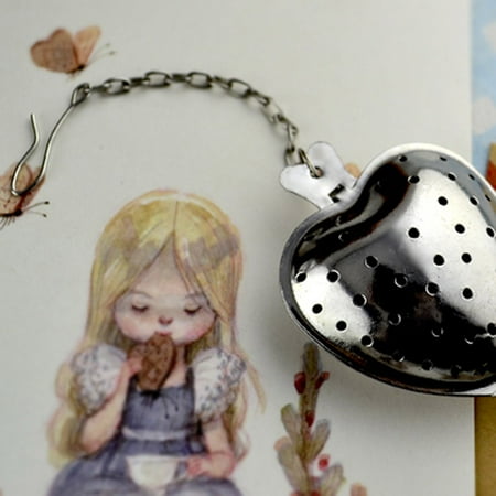 

wendunide Heart Shaped Stainless Steel Tea Leaf Filter Herbal Spice Infuser Strainer Spoo A