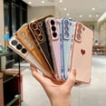thumbnail image 2 of Luxury Plating Case For Samsung Galaxy S22 S23 Ultra S21 S20 FE A52 A53 S22 Plus A13 A54 A14 Love Heart Side Pattern Phone Cover, 2 of 7