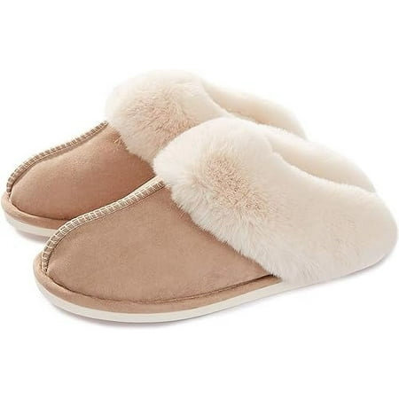 

Womens Slipper with Memory Foam Fluffy Soft Warm Slip On House Slippers Anti-Skid Cozy Plush for Indoor Outdoor