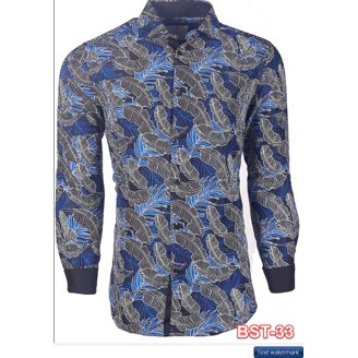 Men's Long Sleeve Dress Shirt Set - Navy, With Matching Tie & Handkerchief, 17-17.5 Neck, 34-35 Sleeve