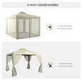 thumbnail image 4 of Gazebo 9.6x11.6 with Mosquito Netting, Vented Roof, Cream White - Outdoor Patio Canopy for Parties, 4 of 9