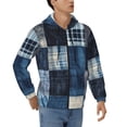 thumbnail image 4 of Zip Up Hoodies for Men - Indigo Patchwork Quilt Long Sleeve Comfrt Men'S Fashion Hoodies & Sweatshirts, Jackets for Men Hoodies Pullover Clothing Clothes with Pouch, 4 of 5