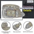 thumbnail image 3 of Rhinestone Belt For Men Women Western Cowboy Cowgirl Bling Studded Leather Belt For Jeans Pants125cm(49Inch), 3 of 5