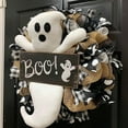 thumbnail image 3 of New Farmhouse Halloween Ghost Wreath Boo Ghost Wreath Cute Front Door Hanging Ornament Festival Home, 3 of 7