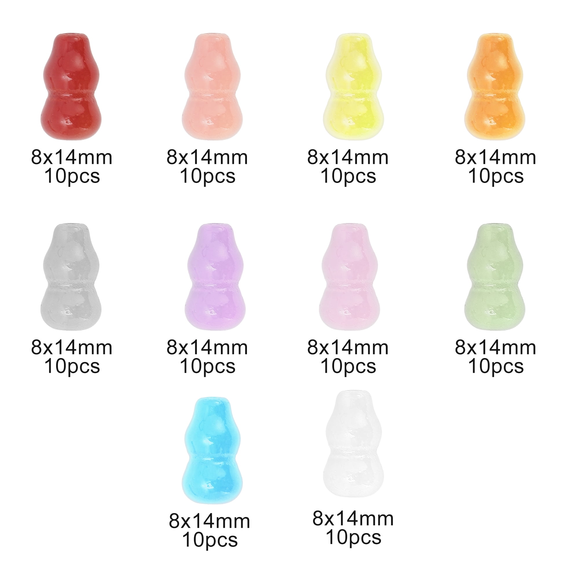 Unique Bargains 100Pcs 8x14mm Gourds Shape Glass Beads for Jewelry Making DIY Crafts