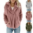 thumbnail image 6 of Lovskoo Womens Fuzzy Fleece Jacket Casual Pocket Long Sleeve Notch Lapel Plush Jacket Watermelon Red, 6 of 6