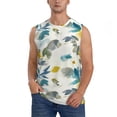 thumbnail image 2 of Lsque Watercolor Leaves Print Men's Cotton Blend Sleeveless Muscle Shirts (S-3XL)- Moisture Wicking, Odor Protection, UPF 30+,XX-Large, 2 of 8