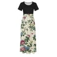 thumbnail image 4 of Puntoco Vestido De Manga Corta Con Cuello Redondo Y Falda Larga Estilo Resort Con Estampado Floral Para Mujer Negro M,Regalos Para Mujer Joven, 4 of 5