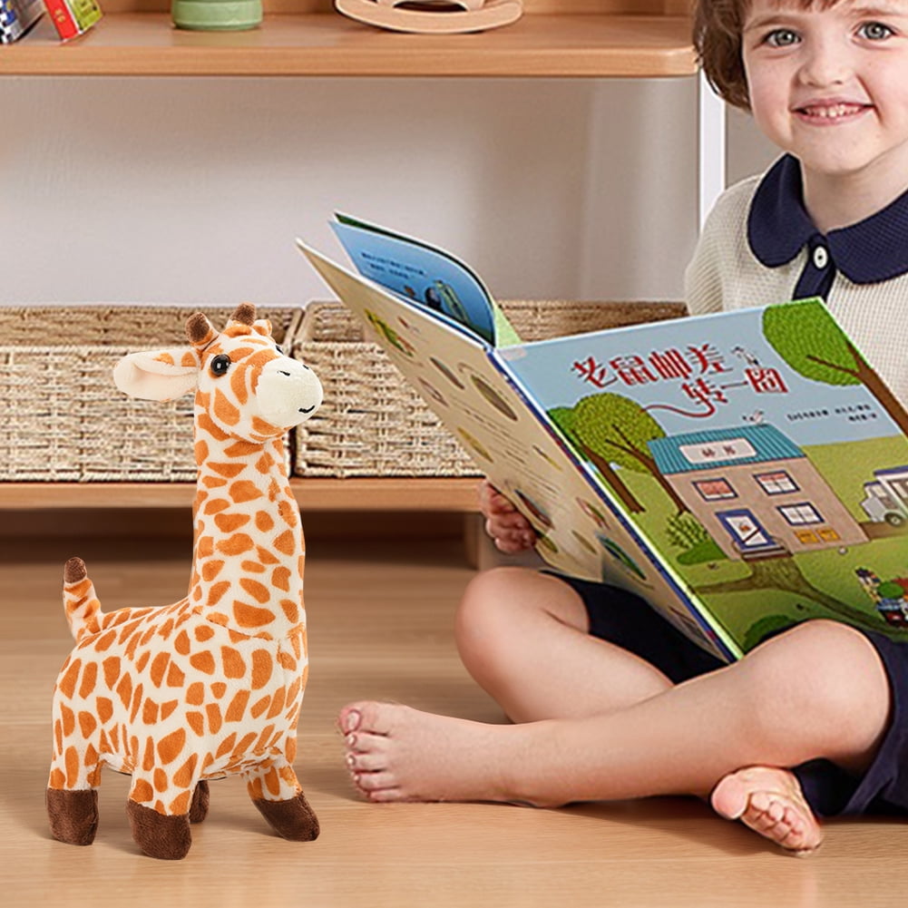 Walking Giraffe Musical Plush Giraffe Toy W/ Sounds Movement For Toddler  Walking Giraffe Interactive Electronic Pet (Orange)