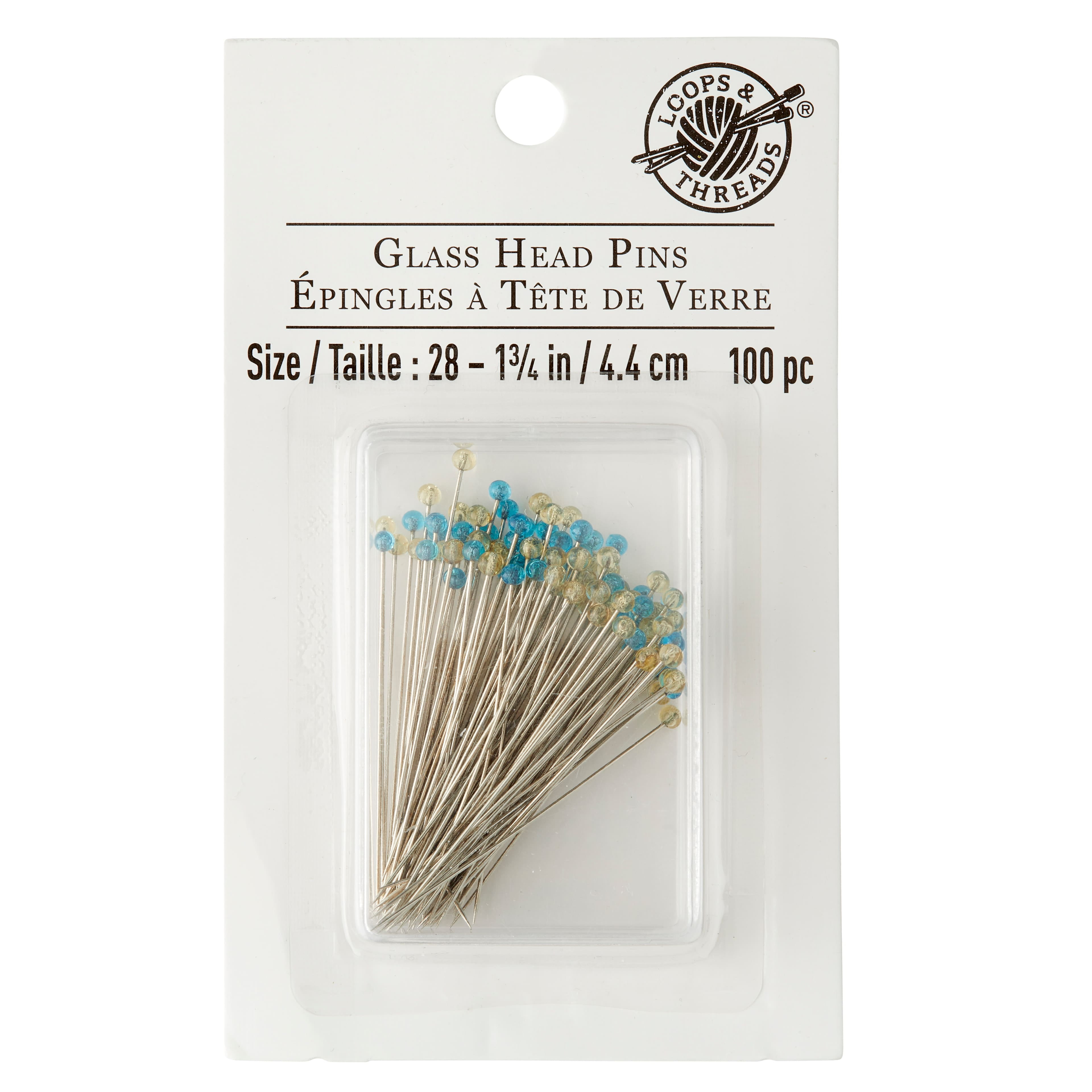 12 Packs: 100 ct. (1,200 total) Glass Head Pins by Loops & Threads™ 