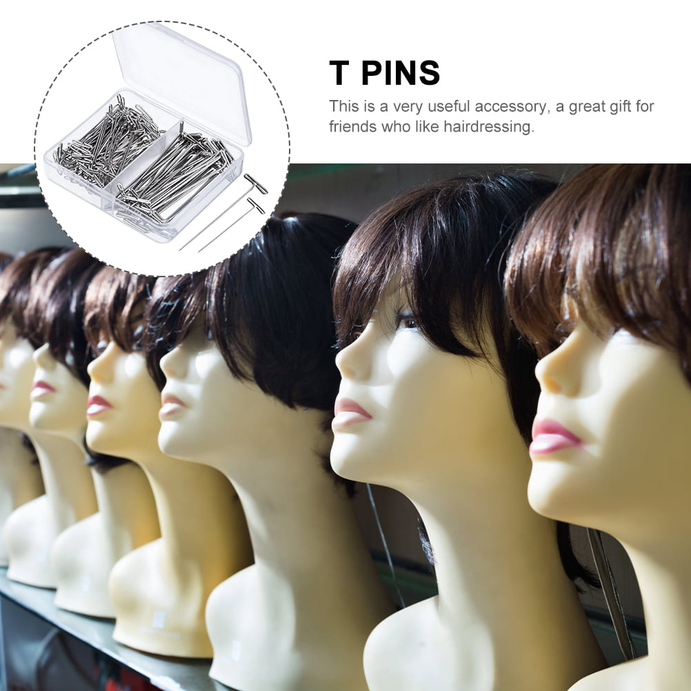 BESTONZON 150pcs Metal T Shaped Pin Wig Fixation Pin Mannequin Head Wig  Holder Pin Wig Pin to Secure Wig 