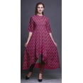 thumbnail image 2 of Bimba Pink Herringbone Geometric Printed Indian Kurtis For Women Party Wear Long Anarkali Kurta Indian Kurti-XXX-Large, 2 of 5