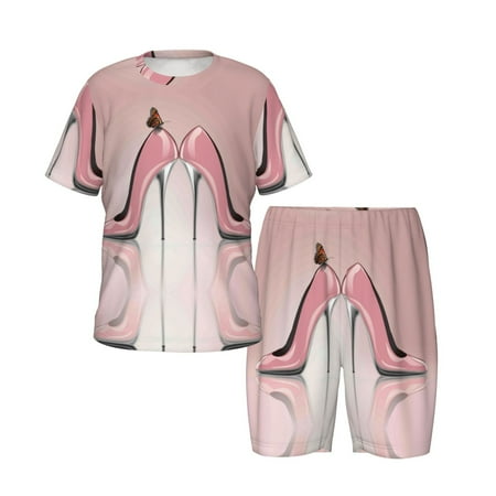 Toddler Boys Girls Pajamas - High Heel Shoes Butterfly Soft Comfort Kids Pajamas Short Sleeve Sleepwear Pjs Set