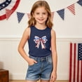 thumbnail image 4 of Avrnliq Girls Patriotic Sleeveless Tank Top Kids American Flag Bow Shirt Navy 4th of July Summer Outfits,Size 6 T, 4 of 8