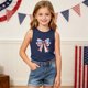 thumbnail image 4 of Odeerbi Niñas Estampado Bandera Americana Camiseta de Cuello Tripulación Sin Mangas Día de La Independencia, 4 of 8