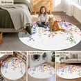 thumbnail image 6 of Area Rug 48in, Spring Colorful Flower on White Floor Carpet Living Room Rug, Watercolor Swirling Leaf Non-Slip Welcome Mat Indoor Rugs for Bedroom Dining Room, 6 of 9