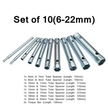 

BAMILL 6-22mm Tubular Box Wrench Set Tube Spanner Wrench Tube Bar Spark-Plug Wrench
