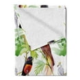thumbnail image 2 of Tropical Soft Flannel Fleece Blanket, Watercolor Style Pattern of Exotic Birds and Green Leaves Island Flowers, Cozy Plush for Indoor and Outdoor Use, 70" x 90", White and Multicolor, by Ambesonne, 2 of 5
