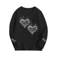 thumbnail image 4 of Girls Long Sleeve Sparkle Shirt with Heart Rhinestone Design, Stretchy Glitter Top for Kids Girls 2-14 Years, Black,Size 7-8 T, 4 of 6
