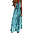 thumbnail image 1 of LAICAIW Robe d'Été Teinture sur Nœuds Florale Col en V Aguichant Sans Manches Femme Longue Mode Ample Maxi Robes Plage Fête Robe d'Été, 1 of 4
