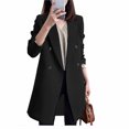 thumbnail image 1 of Lovzfmll Veste Décontractée pour Femmes, Col Rabattu, Manches Longues, Manteau Uni Noir, P, 1 of 5
