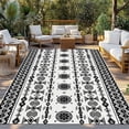 thumbnail image 2 of Black White Boho Outdoor Rug 3x5 Ft - Reversible Patio Rug Outdoor Camping Rugs, Vintage Abstract Art Ethnic Tribe Washable Indoor Outdoor Area Rugs, Non-Slip Outdoor Carpet Runner for Deck/Porch, 2 of 8