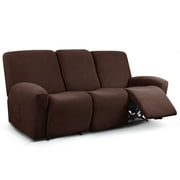 TAOCOCO Recliner Sofa Slipcovers for 3 Seater Couch, Stretch Solid Jacquard Sofa Couch Covers Chocolate