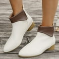 thumbnail image 2 of Dakaela Chelsea Boots for Women Vintage Leather Round Toe Ankle Booties Steel Toe Dress Slip on Shoes, 2 of 7
