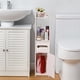 thumbnail image 5 of Gabinete de almacenamiento para baño, gabinete de piso para baño blanco, organizador independiente con puerta y estante abierto para baño, cocina, sala de estar, espacio estrecho, estante de almacenam, 5 of 8