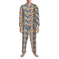 thumbnail image 3 of Naloa Fashionable Paisley Men’s Pajamas Set - Long Sleeve Button Down Sleep Shirt and Pajama Bottoms Sleepwear Set-Small, 3 of 7