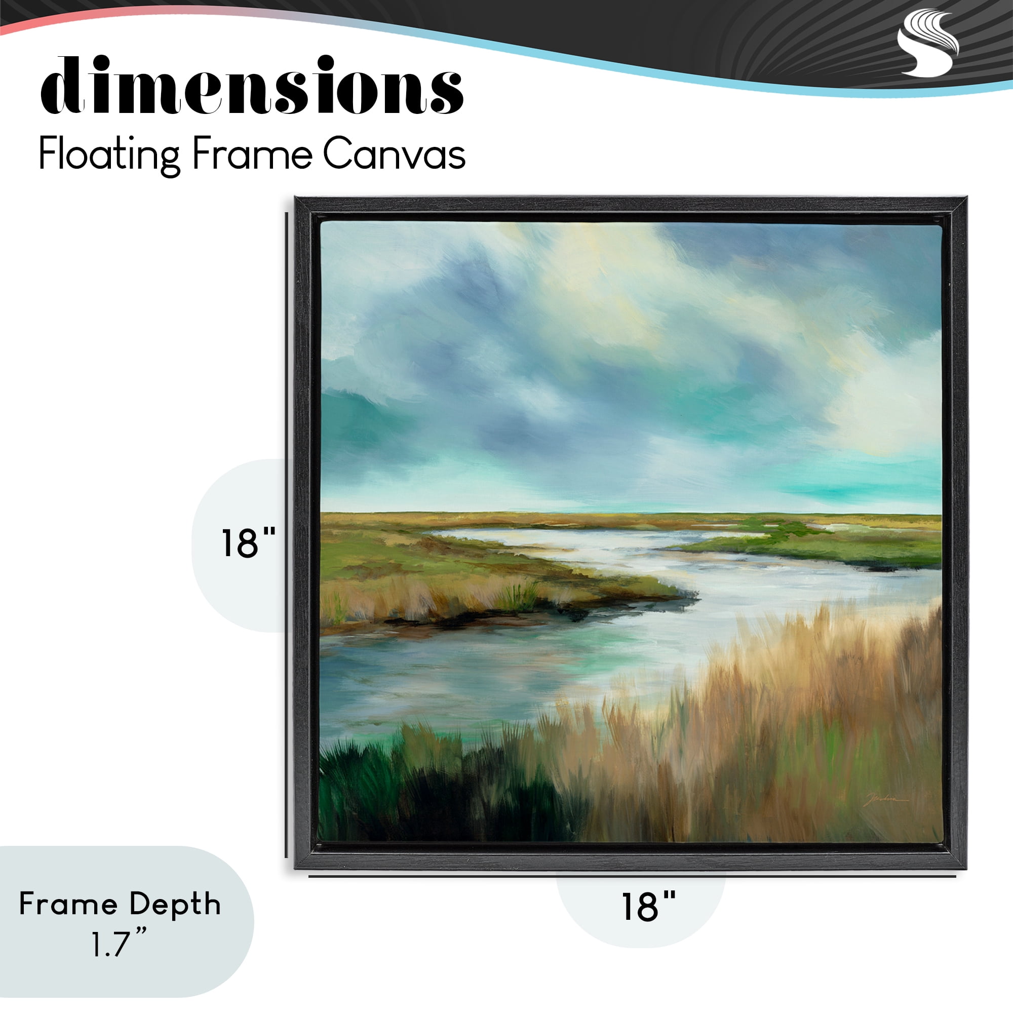 Stupell Industries Tranquil Meadow and Wetlands Black Framed Floater Canvas Wall Art, design by Liz Jardine