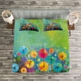 thumbnail image 3 of Ambesonne Floral Quilted Bedspread Set 3 Pcs, Colorful Dandelions, Queen Size, Multicolor, 3 of 3