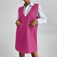 thumbnail image 6 of BLTIBY Sweater Vest Dress for Women Casual V Neck Sleeveless Casual Soft Knit Stretch Lightweight Y2K Pullover Tank Dresses with Pocekts Hot Pink M, 6 of 9