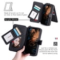 thumbnail image 6 of Allytech iPhne 15 Pro Max Wallet Case, Detachable Back Cover Slim Fit Zipper Pocket Cards Slots Large Space Purse Wallet Case Cover for Apple iPhone 15 Pro Max 6.7" - Black, 6 of 8