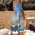 thumbnail image 2 of Blossoming Paris Eiffel Tower Design Sleeveless Dress Woman Fashion Long Dresses Women's Summer Suit Dress 2025, 2 of 7