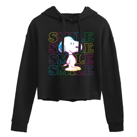 Peanuts - Smile Rainbow Snoopy - Juniors Cropped Pullover Hoodie