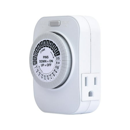 Lap Timer - 24 Hour Daily Timer with 2 Grounded Outlets, Hydroponics, Lamps, Appliances - 15 Amp
