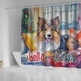 thumbnail image 4 of Watercolor Hello Winter Shetland Sheepdog Chill Christmas Welcome Shower Curtain Sheltie Dog Lover Gifts Waterproof Bathroom Bathtub Curtain - 00016, 4 of 5