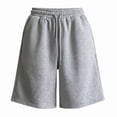thumbnail image 6 of Women's Casual Sweat Shorts Soft High Waist Shorts Wide Leg Running Workout Bermuda Knee Shorts with Pockets by Yigetop Grey XL, 6 of 6
