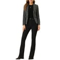 thumbnail image 2 of DARING DIVA Women's Plaid Blazer Notch Lapel Tweed Jacket XS Black, 2 of 6
