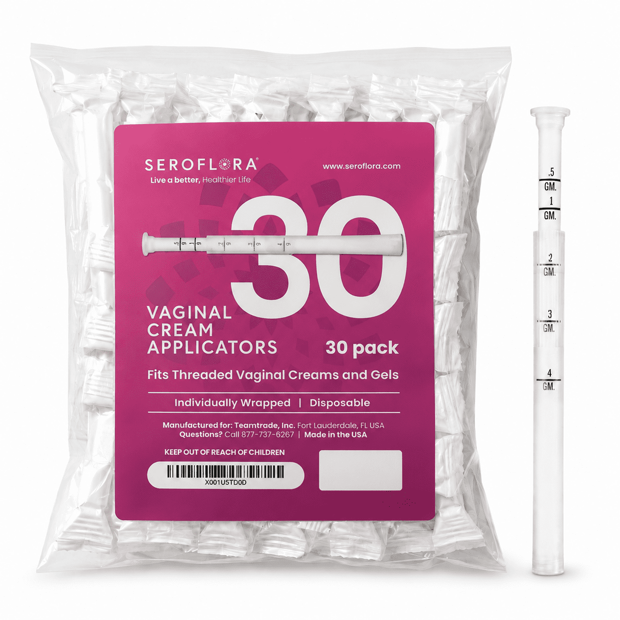 Seroflora, Vaginal Cream Applicators, 15ct, Dosage Markings