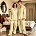 thumbnail image 2 of Matching Pjs for Couples Button Down Plaid Sleepwear Women and Mens Pajamas Long Sleeve Soft Lounge Sets 2 Pcs Loungewear Yellow M, 2 of 7