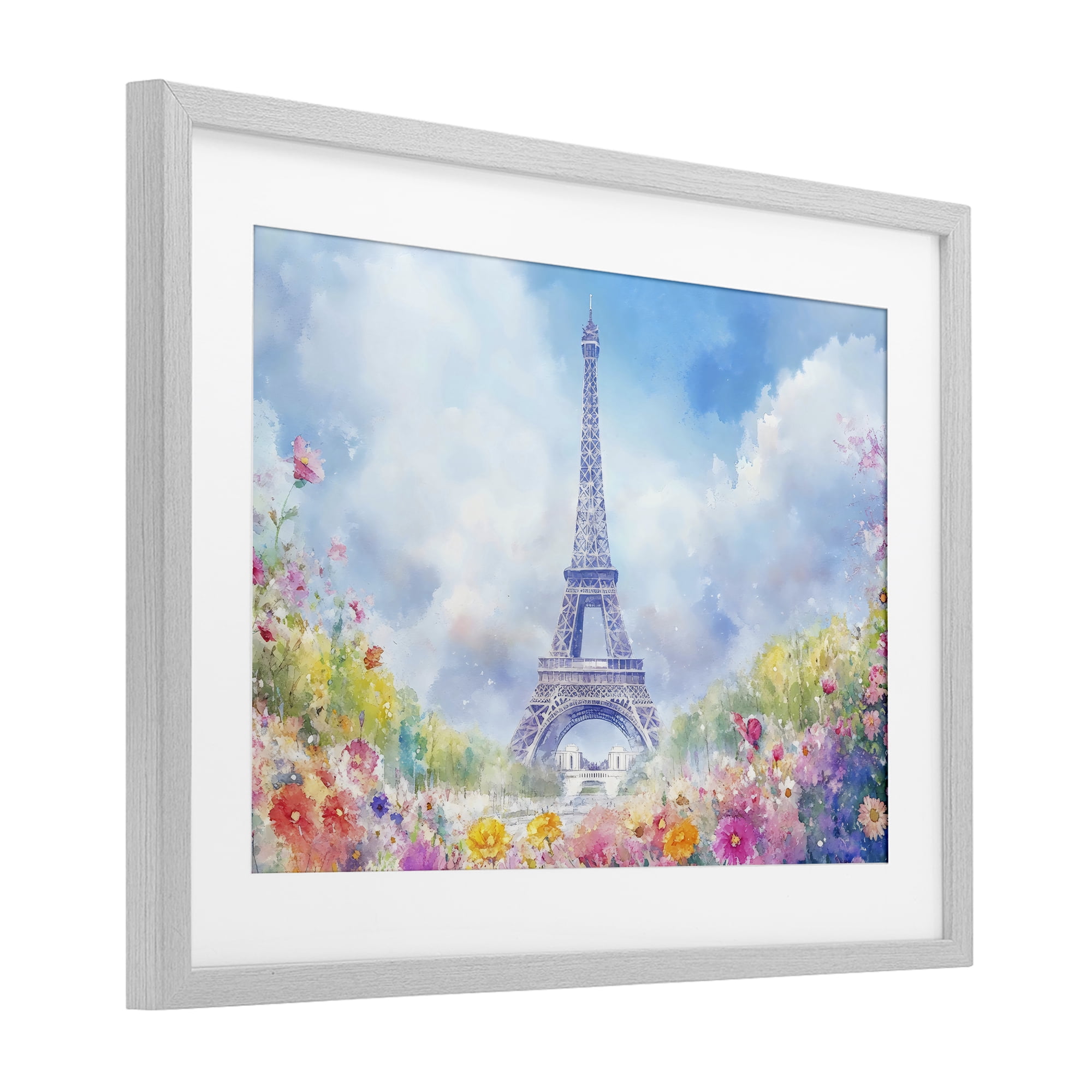Stupell Industries Rainbow Spring at Eiffel Tower Gray Framed Print Under Glass, design by Creative Studio