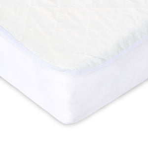 Quilted Fitted Crib Mattress Pad, White